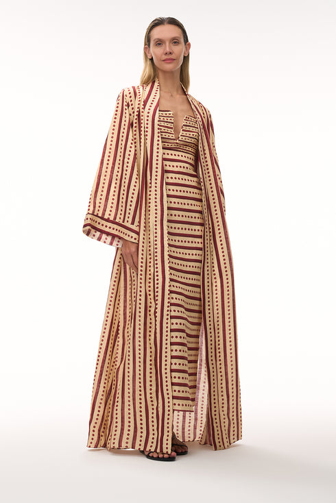 Antigüa Linen Midi Dress / Red Stripes